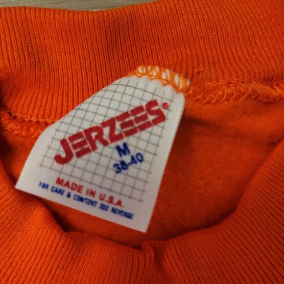 NOS Vtg Jerzees 90s Blank Orange Crewneck Sweatshirt Size M 38-40 USA Made - Picture 2 of 4